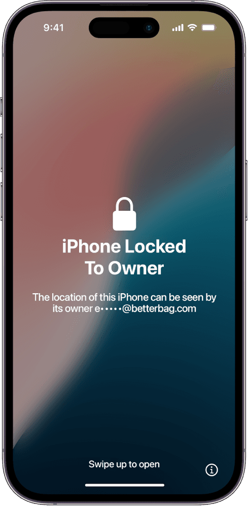 iPhone showing locked to owner screen