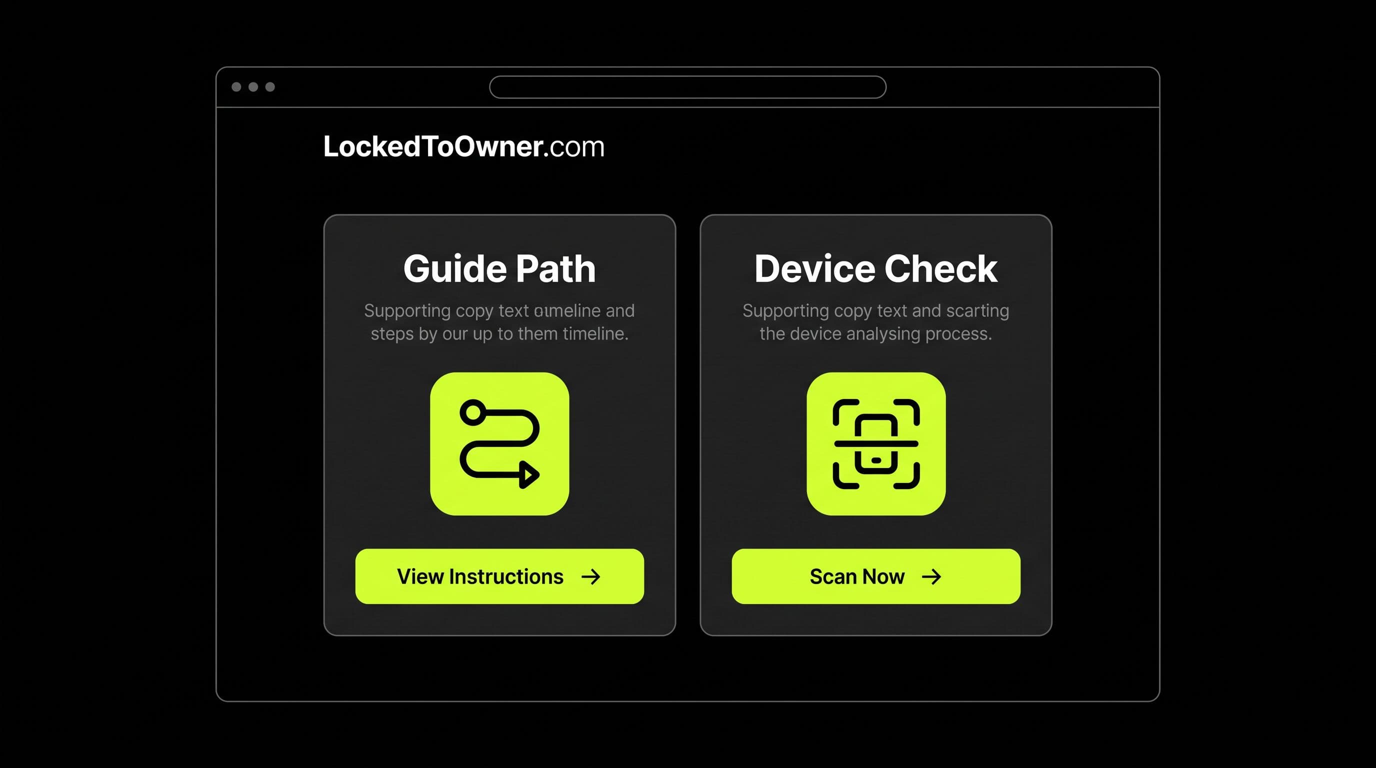 Browser-based unlock guide path and device check cards