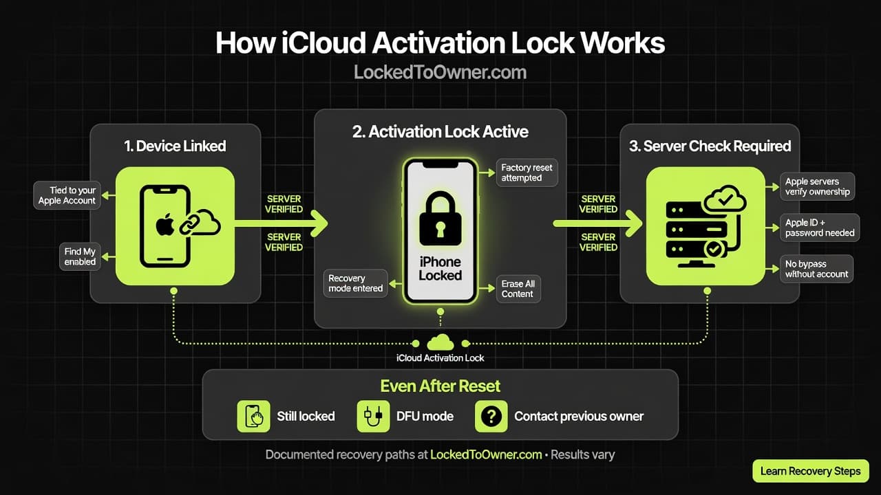 Diagram of how iCloud Activation Lock is verified on Apple servers