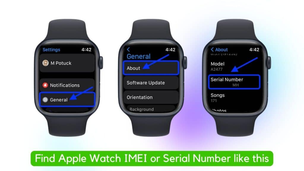 apple watch how to find imei